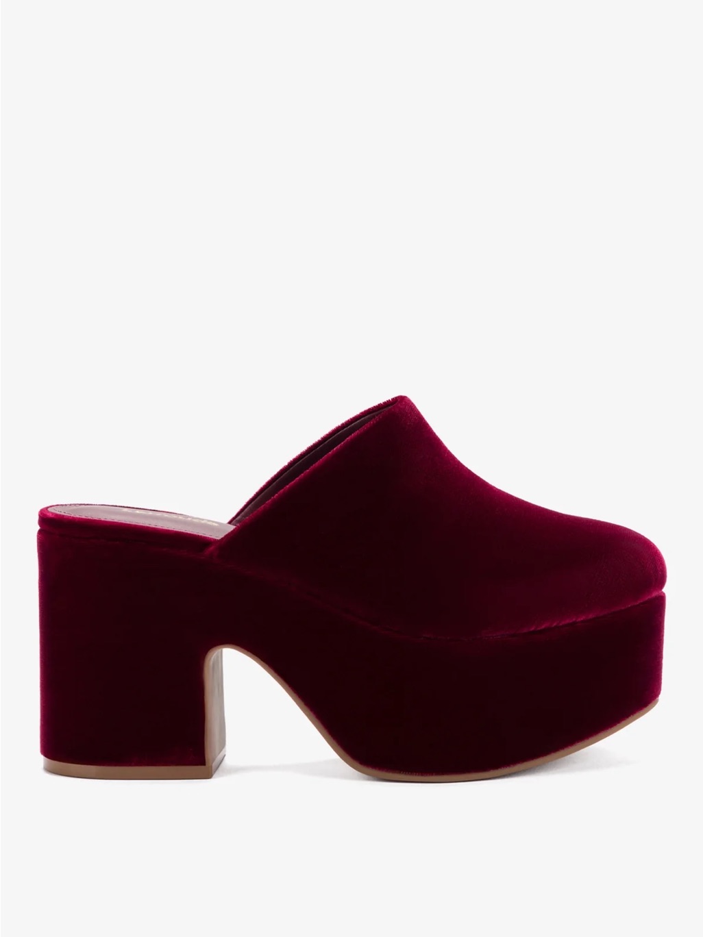 Larroud Burgundy Velvet Platform Clogs
